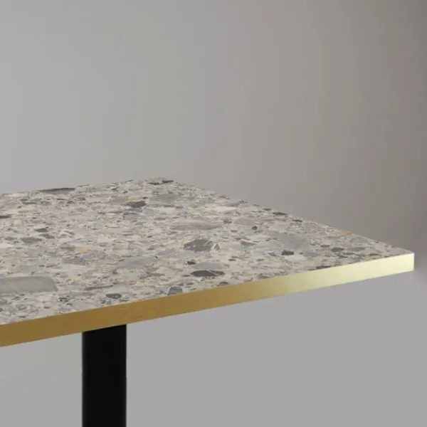 Matbord>Runt bord Ø 70 cm - Runt terrazzo cepp modell med mässingskanter