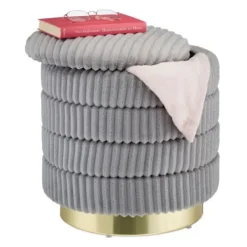 B2X Sittpuffar>Sammetspall med förvaringsgrå