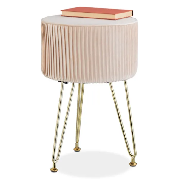 Northix Pallar>Sammetspall med guld hårnålsben, vadderad sits