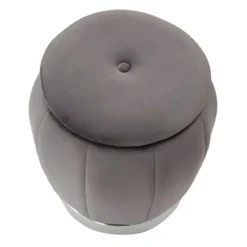 B2X Sittpuffar>Sammetspuff med förvaring, grå, 43x43 cm