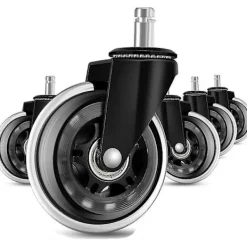 Kontorsmöbler>Sats med 5 kontorsstolsrullar, rullar för hårda golv, rullskridskoliknande gummibytehjul, lättglidande kontorsstolsrullar, för de flesta snurr