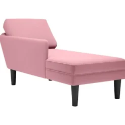 vidaXL Fåtöljer>Schäslong med kudde och höger armstöd rosa sammet