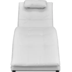 vidaXL Fåtöljer>Schäslong med kudde vit konstläder