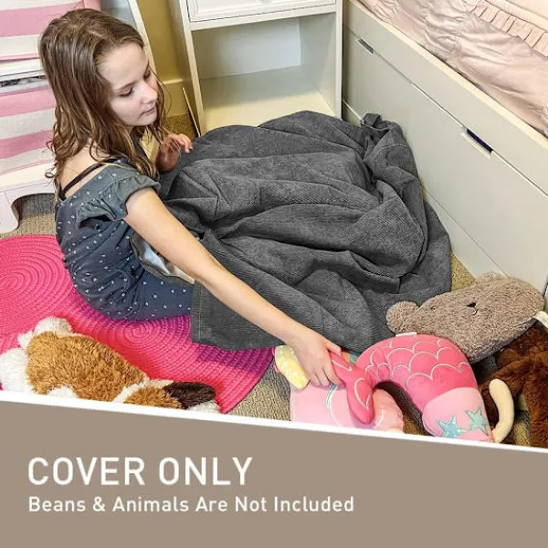 Sittsäckar>Säckstolshölje (utan fyllning) för barn och vuxna, Säckstol förvaring tvättbar mjuk premium Corduroy leksaker Säckstolshölje 80*90CM