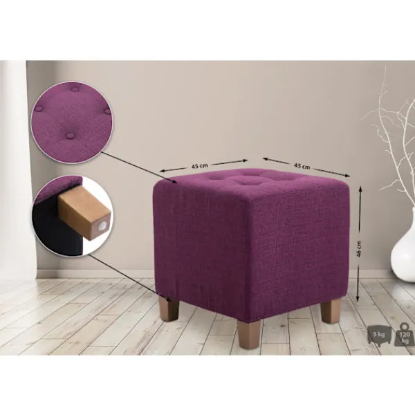BellaFurn Sittpuffar>Seat Pall, Ottoman - Modern Elegant Design med hållbara dammbeläggningar, komfort och styrka Färg: Lila