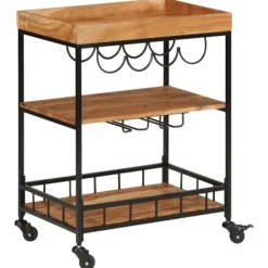 vidaXL Sideboards>Serveringsvagn 60x40x80 cm massivt akaciaträ och järn