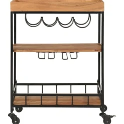 vidaXL Sideboards>Serveringsvagn 60x40x80 cm massivt akaciaträ och järn