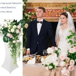 ECLshop Matbord>Set med 5 bordsduksöverdrag för höga barbord (Vit, 80×110cm)