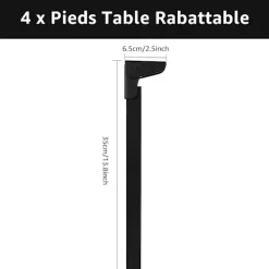 Kontorsmöbler>Set med 4 fällbara bordsben 35 CM, 90 graders fällbara bordsben, svarta fällbara soffbordsben för