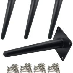 Kontorsmöbler>Set med 4 lutande bordsben - Lutande avsmalnande 40 cm, svarta, metallskåpsben, avsmalnande möbelben, tyst ersättningssoffa, bord och