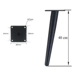 Kontorsmöbler>Set med 4 lutande bordsben - Lutande avsmalnande 40 cm, svarta, metallskåpsben, avsmalnande möbelben, tyst ersättningssoffa, bord och