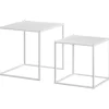 Northio Soffbord>Set med 2 soffbord, fyrkantiga sidobord, soffbord med stålstomme, soffbord i modern design, för vardagsrum, bärförmåga upp till 10 kg, vit