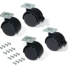 Kontorsmöbler>Set med 4 svängbara hjul 50 mm med fästplatta/kullager Svart