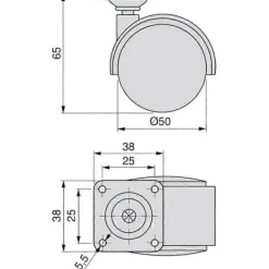 Kontorsmöbler>Set med 4 svängbara hjul 50 mm med fästplatta/kullager Svart