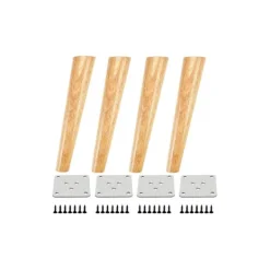 Sminkbord>Set med 4 Trämöbelben Vinklade Bordsben med Monteringsplattor och Skruvar - 30 cm