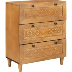 vidaXL Byråer>Sideboard 2 pcs Brun 60 x 33 x 75 cm massivt mangoträ