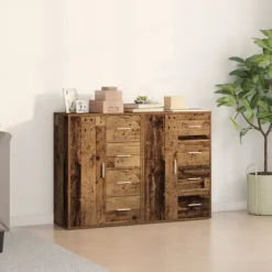 vidaXL Sideboards>Sideboard 2 pcs Gammalt trä 60 x 31 x 84 cm Konstruerat trä