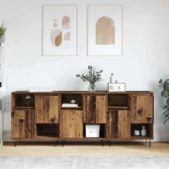 vidaXL Sideboards>Sideboard 3 pcs Gammalt trä 60 x 35 x 70 cm