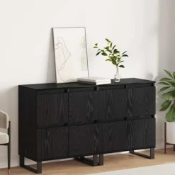 vidaXL Sideboards>Sideboard 2 pcs Svart Ek 60 x 35 x 70 cm