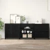 vidaXL Sideboards>Sideboard 3 pcs Svart Ek 70 x 41 x 75 cm Konstruerat trä