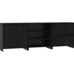 vidaXL Sideboards>Sideboard 3 pcs Svart Ek 70 x 41 x 75 cm Konstruerat trä