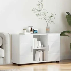 vidaXL Sideboards>Sideboard Högblanka vita 88,5 x 30,5 x 55,5 cm Konstruerat trä