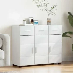 vidaXL Sideboards>Sideboard Högblanka vita 88,5 x 30,5 x 73 cm Konstruerat trä