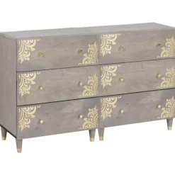 vidaXL Sideboards>Sideboard med låda 2 pcs Grå 60 x 33 x 75 cm Massivt mangoträ