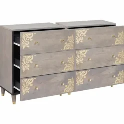 vidaXL Sideboards>Sideboard med låda 2 pcs Grå 60 x 33 x 75 cm Massivt mangoträ