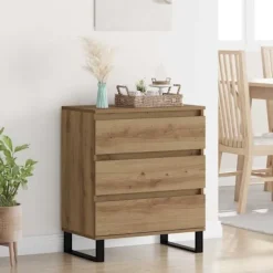 vidaXL Byråer>Sideboard med låda Artisan Ek 60 x 35 x 70 cm Konstruerat trä