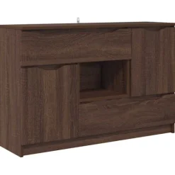 vidaXL Sideboards>Sideboard med låda Brun Ek 100 x 30 x 65,6 Konstruerat trä