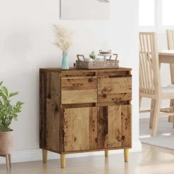 vidaXL Sideboards>Sideboard med låda Gammalt trä 60 x 35 x 70 cm Konstruerat trä