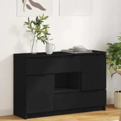 vidaXL Sideboards>Sideboard med låda Svart 100 x 30 x 65,6 Konstruerat trä