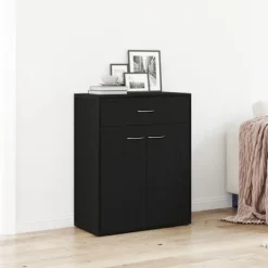 vidaXL Sideboards>Sideboard med låda Svart Ek 60 x 30 x 75 cm Konstruerat trä