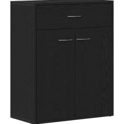 vidaXL Sideboards>Sideboard med låda Svart Ek 60 x 30 x 75 cm Konstruerat trä