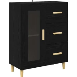 vidaXL Sideboards>Sideboard med låda Svart Ek 69,5 x 34 x 90 cm Konstruerat trä