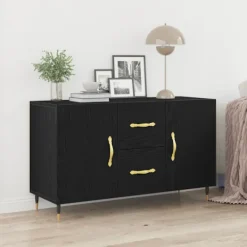 vidaXL Sideboards>Sideboard med låda Svart Ek 100 x 36 x 60 cm Konstruerat trä