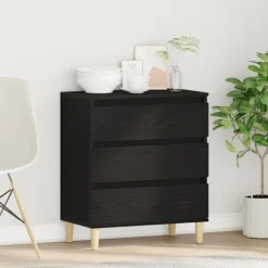 vidaXL Byråer>Sideboard med låda Svart Ek 60 x 35 x 70 cm Konstruerat trä