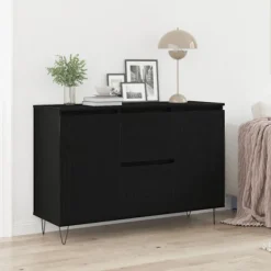 vidaXL Sideboards>Sideboard med låda Svart Ek 101,5 x 35 x 70 cm Konstruerat trä