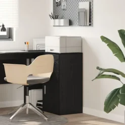 vidaXL Sideboards>Sideboard med låda Svart Ek 38 x 34 x 75 cm