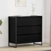 vidaXL Byråer>Sideboard med låda Svart Ek 79 x 36 x 75.5 cm Konstruerat trä