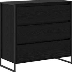 vidaXL Byråer>Sideboard med låda Svart Ek 79 x 36 x 75.5 cm Konstruerat trä