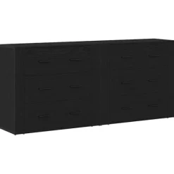 vidaXL Byråer>Sideboard med låda Svart Ek 160 x 33 x 70 cm Konstruerat trä