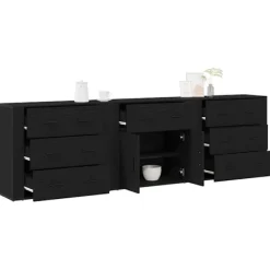 vidaXL Sideboards>Sideboard med låda Svart Ek 240 x 33 x 70 cm Konstruerat trä