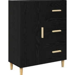 vidaXL Sideboards>Sideboard med låda Svart ek 34 x 69.5 x 90 cm Konstruerat trä