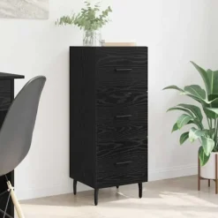 vidaXL Byråer>Sideboard med låda Svart ek 34 x 34,5 x 90 cm Konstruerat trä