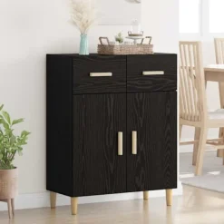 vidaXL Sideboards>Sideboard med låda Svart ek 34 x 69.5 x 89 cm Konstruerat trä