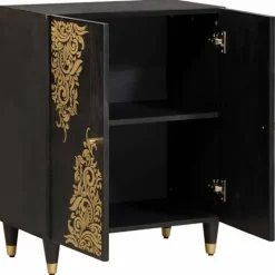 vidaXL Skåp>Sideboard Svart 60 x 33 x 75 cm Massivt mangoträ