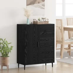 vidaXL Sideboards>Sideboard Svart Ek 69,5 x 34 x 90 cm Konstruerat trä och järn