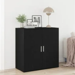 vidaXL Sideboards>Sideboard Svart Ek 79 x 38 x 80 cm Konstruerat trä